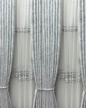 Quality Home Curtains in Off-White With Black Details