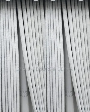 Off-White Curtains With Hexagonal Patterns