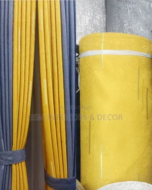 Mustard Yellow and Grey Curtains in Matching Interiors