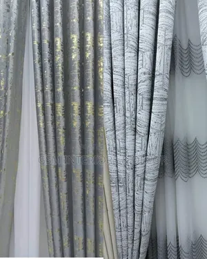 Light Filtering Flushy Curtains With Gold Prints
