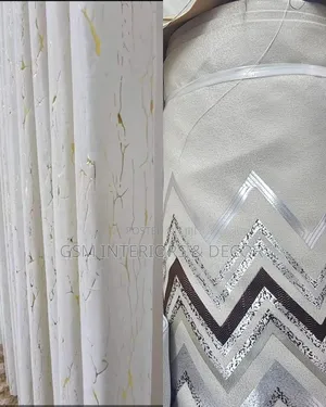 Pure White Velvet Curtains and Cream Floral Curtains