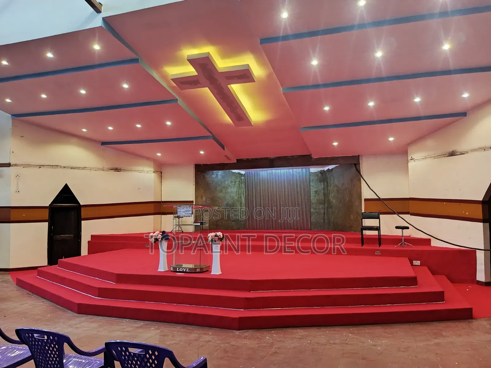 Plain Red Delta Church Altar Coverage Wall to Wall Carpets