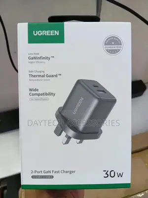 Ugreen 30w 2-Port Gan Fast Charger (Uk Plug, Space Gray) – X516