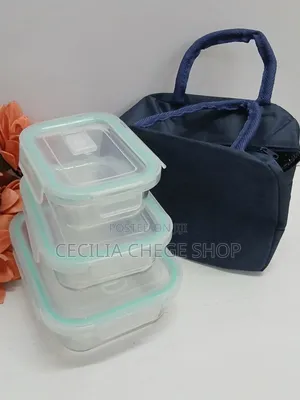 3pc Glass Lunch Box With Bag