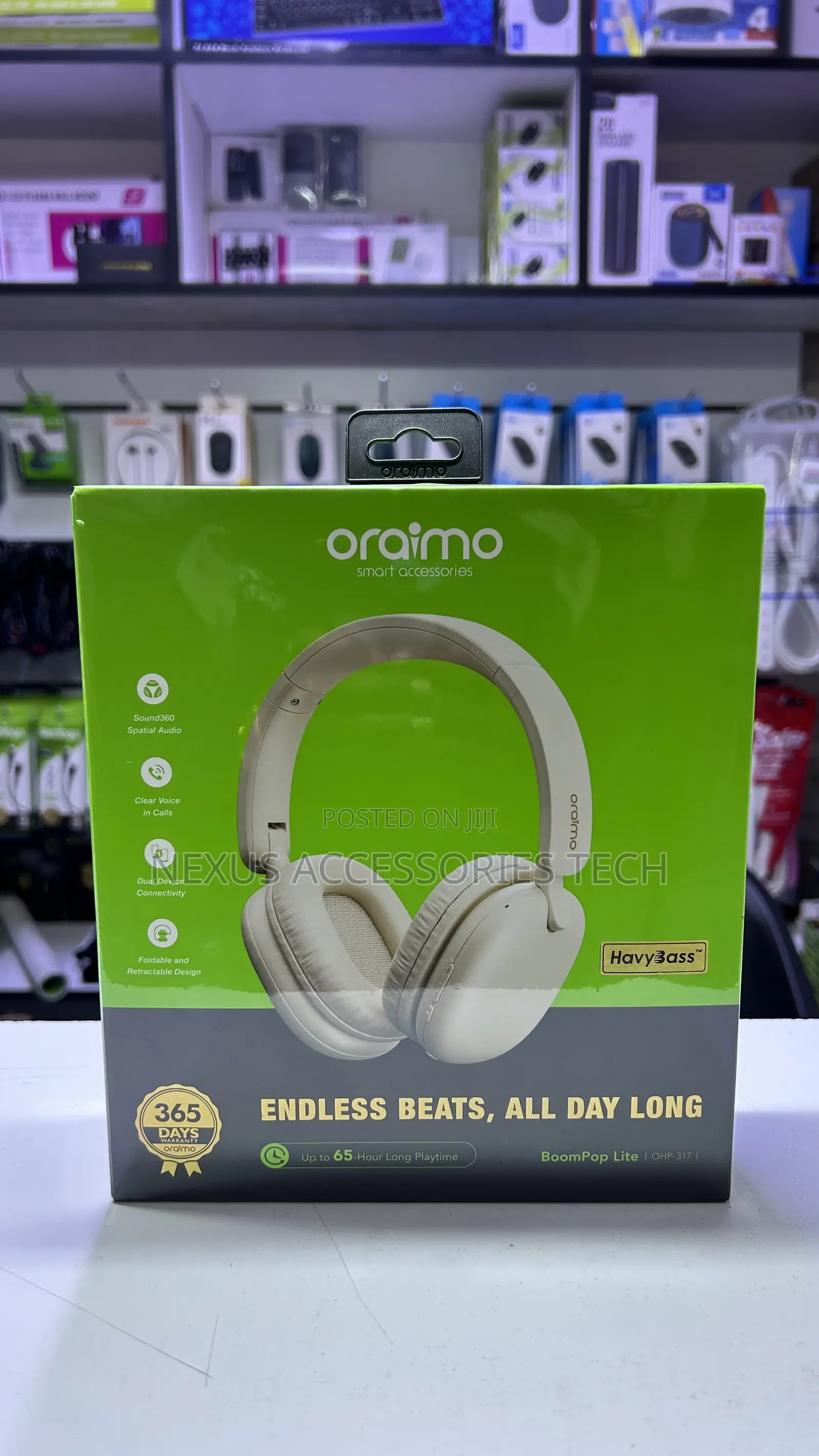 Oraimo Boompop Lite Ohp.317–65h Playtime,Spatial Audio,Foldable Design