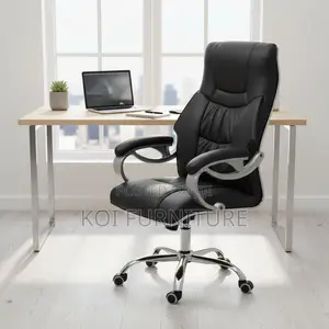 Office Chair : Ergonomic Executive Office Chair – Black Pu Leather