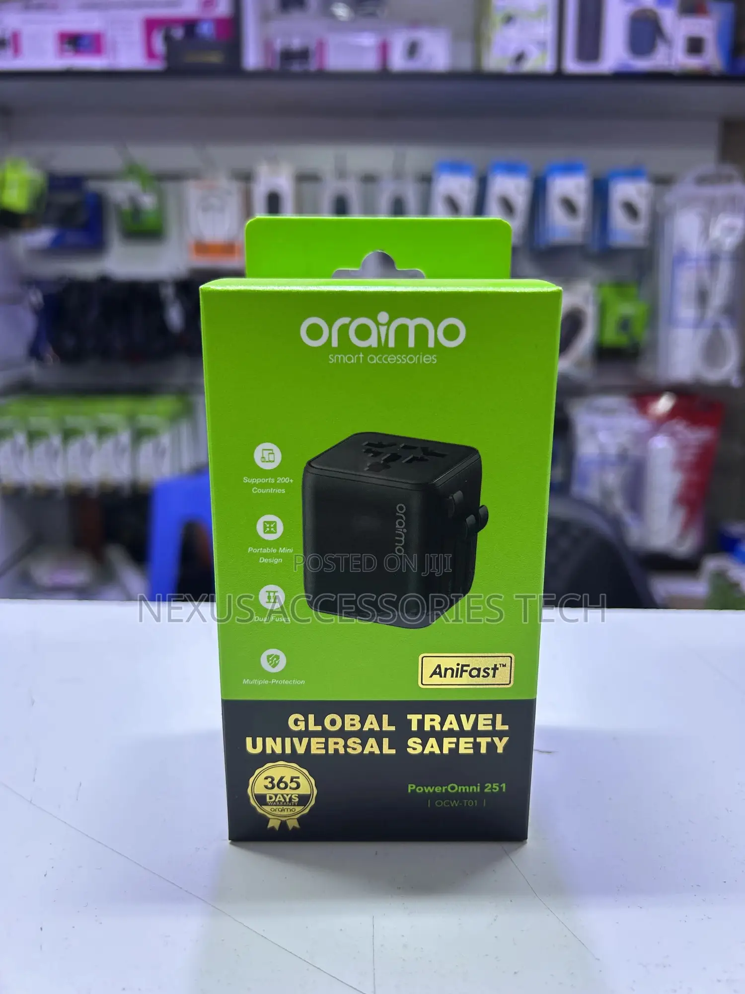 Oraimo Poweromni251 Universal Travel Adapter–200+ Countries,Dual Fuses