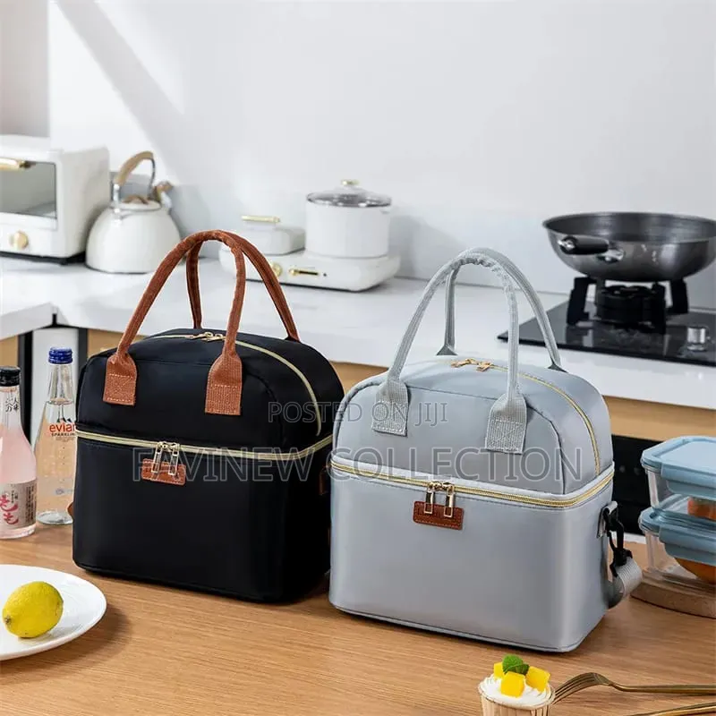 Double Layer Insulated Lunch Bag With Removable Strap