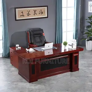 Office Desk : 1.4m Executive Office Desk With Side Extension