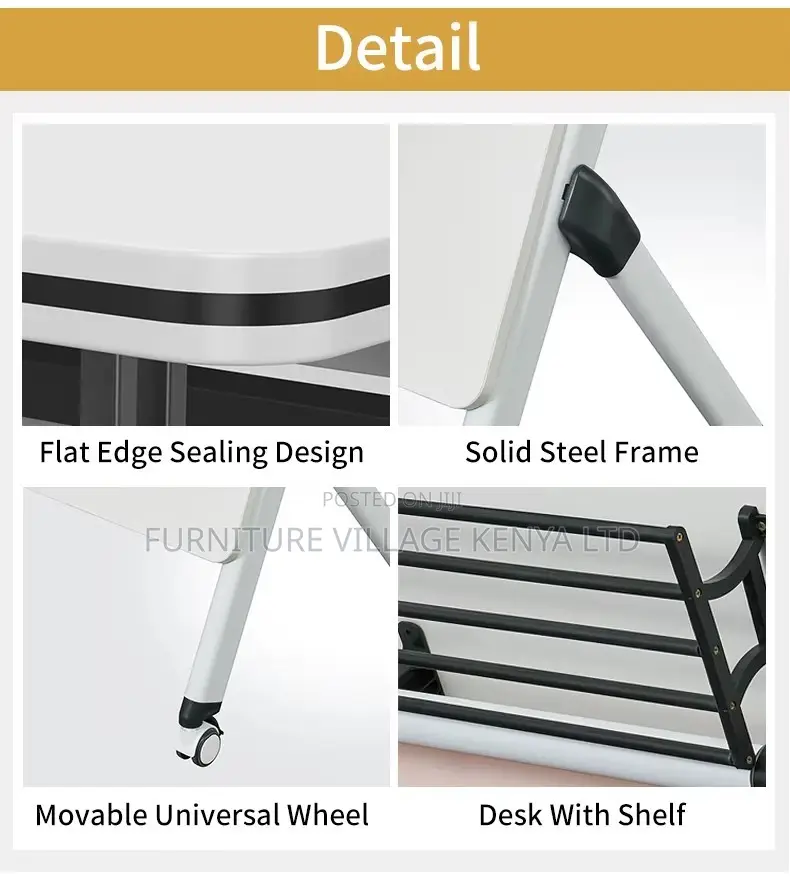 White Swivel Foldable Home Office Training Table
