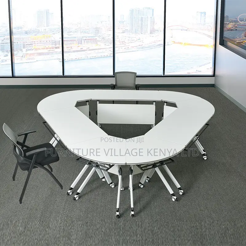 White Swivel Foldable Home Office Training Table