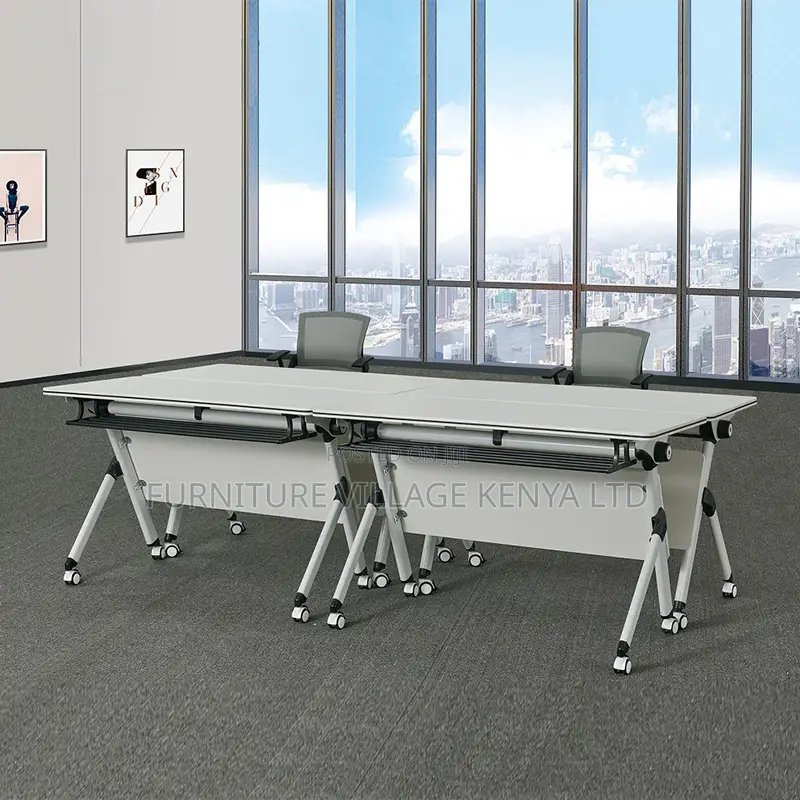 White Swivel Foldable Home Office Training Table