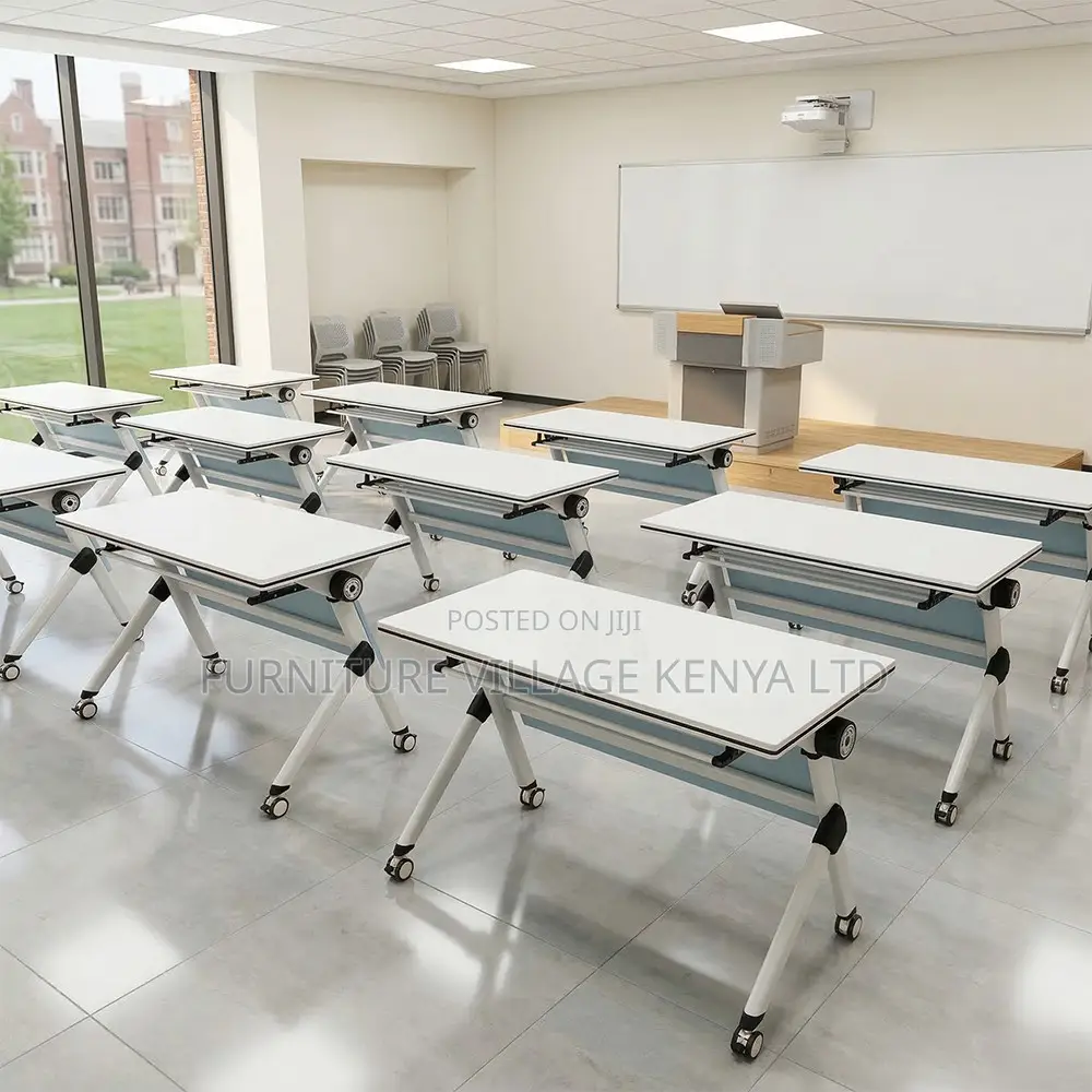 White Swivel Foldable Home Office Training Table