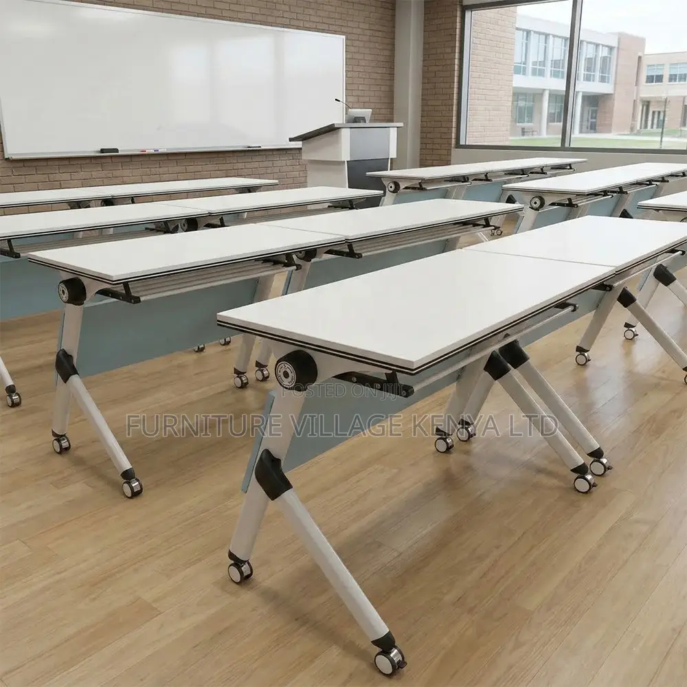 White Swivel Foldable Home Office Training Table