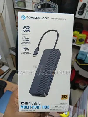 Powerology 12-in-1 Usb-C Hub Pd 100w Adapter With Hdmi