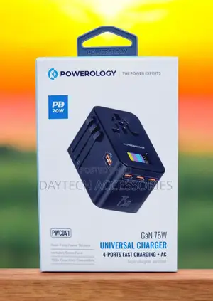 Powerology 75w Universal Travel Charger With Real-Time Power Display