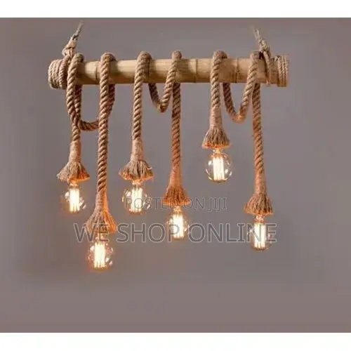Chandelier Rope Bamboo Wood Light