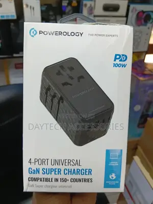 Powerology 4-Port Universal 100w Pd Travel Gan Super Charger