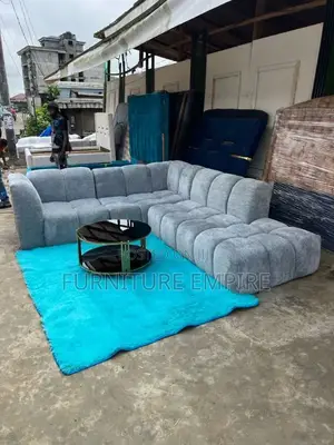 Light-Grey Tufted Sectional Sofa