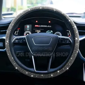 Soft Pu Leather Steering Cover With of Shimmering Crystal Rhinestones
