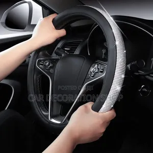 Bling Silver Universal Fit 38cm Steering Wheel Cover