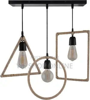 3pcs Hemp Rope Rectangle/Triangle/Round Pendant Lightwith Braided Rope