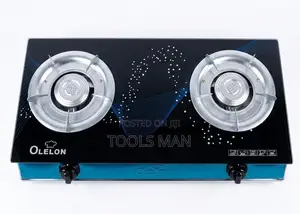 2-Burner Glass Top Gas Cooker–Auto-Ignition Tempered Glass Olelon