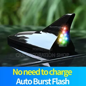 Black Solar Powered Sharkfin Antenna With Built _In Led Lights