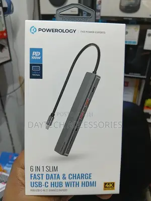 Powerology 6-in-1 Slim Hdmi Usb-C Hub