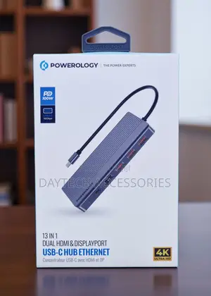 Powerology 13in1 Usb-C Hub Hdmi Type-C 100w Pd Ethernet Usb Microsd