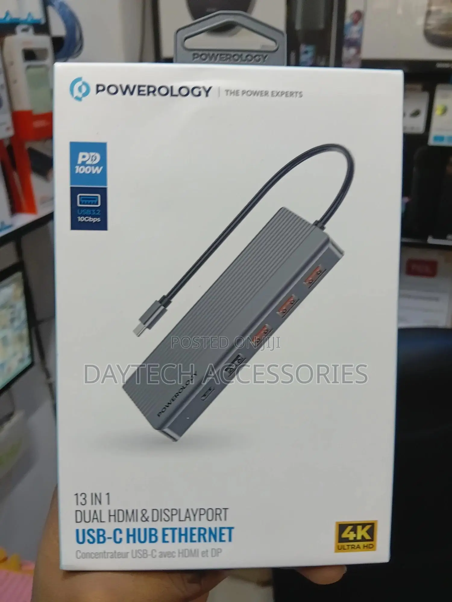 Powerology 13in1 Usb-C Hub Hdmi Type-C 100w Pd Ethernet Usb Microsd