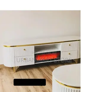Modern Tv Stand With Electric Fireplace Storage Unit