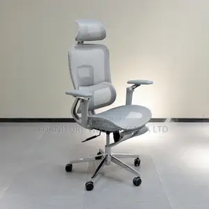 White Swivel Ergonomic Desk Chair With Footrest