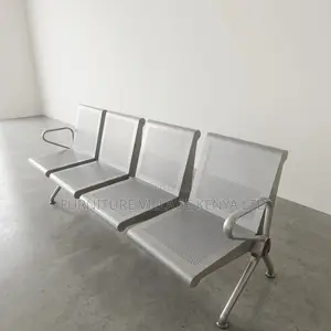 4-Seater Full Steel Office Reception Waiting Bench