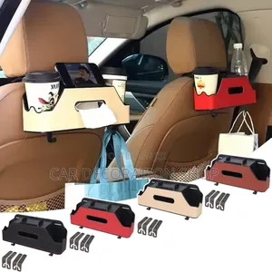 1pc Multifunctional Car Seat Back Organizer With Cup+ Tissue Holder