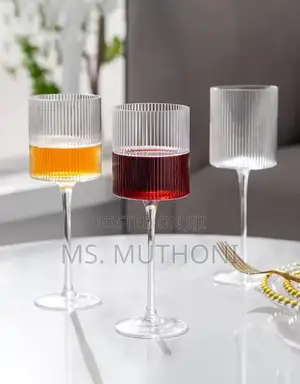 6 PCS Insetlan Wine Glasses Ft a Modern, Ribbed Design