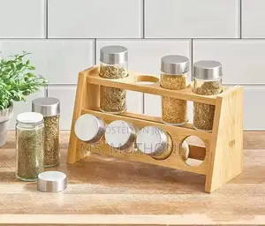 *8pcs Spice Jars With Wooden Spice Rack*