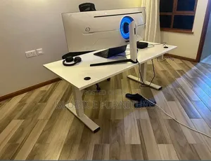 All White Electric Adjustable Desk