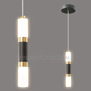 Black and Gold Accent Modern Led Cylindrical Pendant Light Gr3