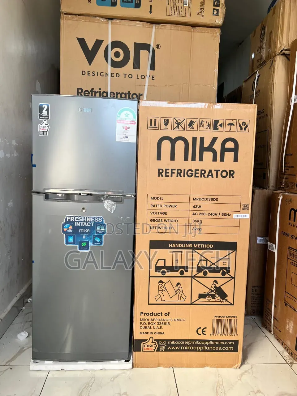 Mika 138 Litres Double Door Fridge