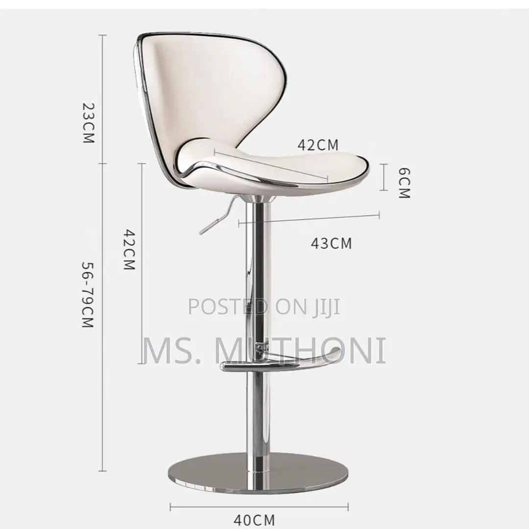 Modern Adjustable Leather Seat Bar Stools Feature 360-Degree