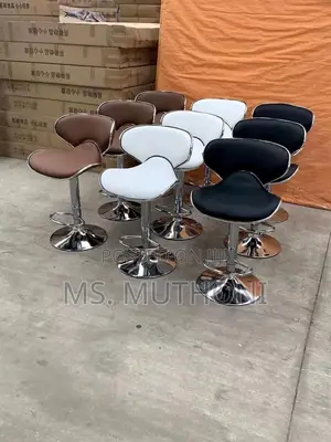Modern Adjustable Leather Seat Bar Stools Feature 360-Degree