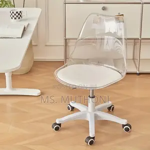 Armless Adjustable Clear Acrylic Rolling Office Chair