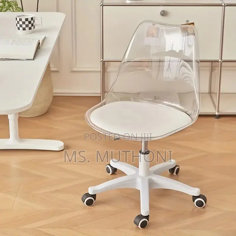 Armless Adjustable Clear Acrylic Rolling Office Chair