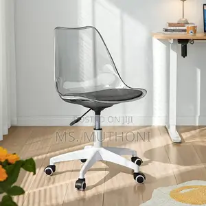 Armless Adjustable Clear Acrylic Rolling Office Chair