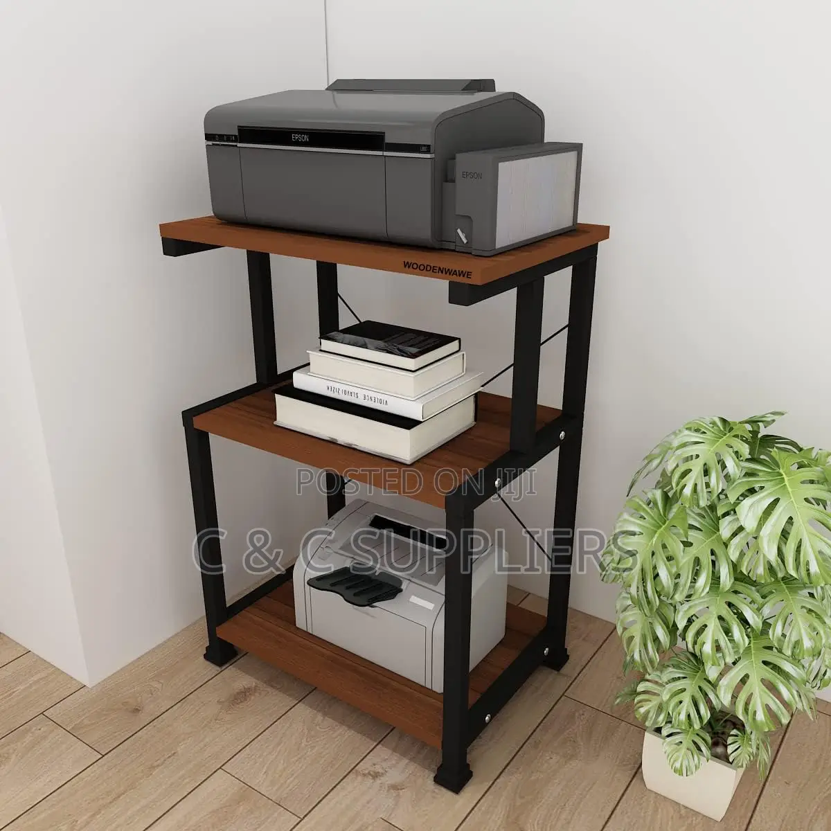 Printer Stand, Mobile Desk Organizer Shelves