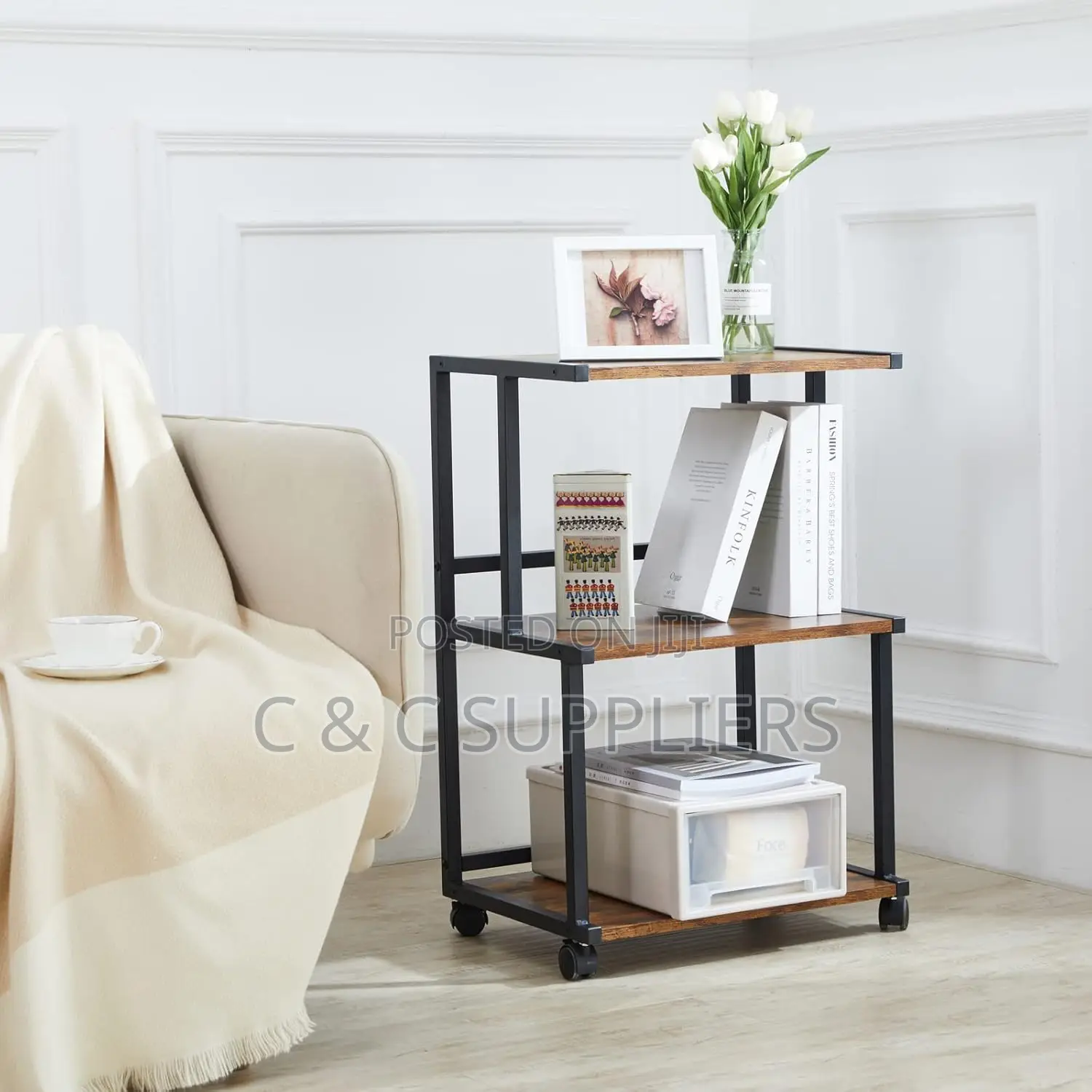 Printer Stand, Mobile Desk Organizer Shelves