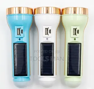 Solar Rechargeable Led Flashlight Torch Usb Power Bank. Th-5155
