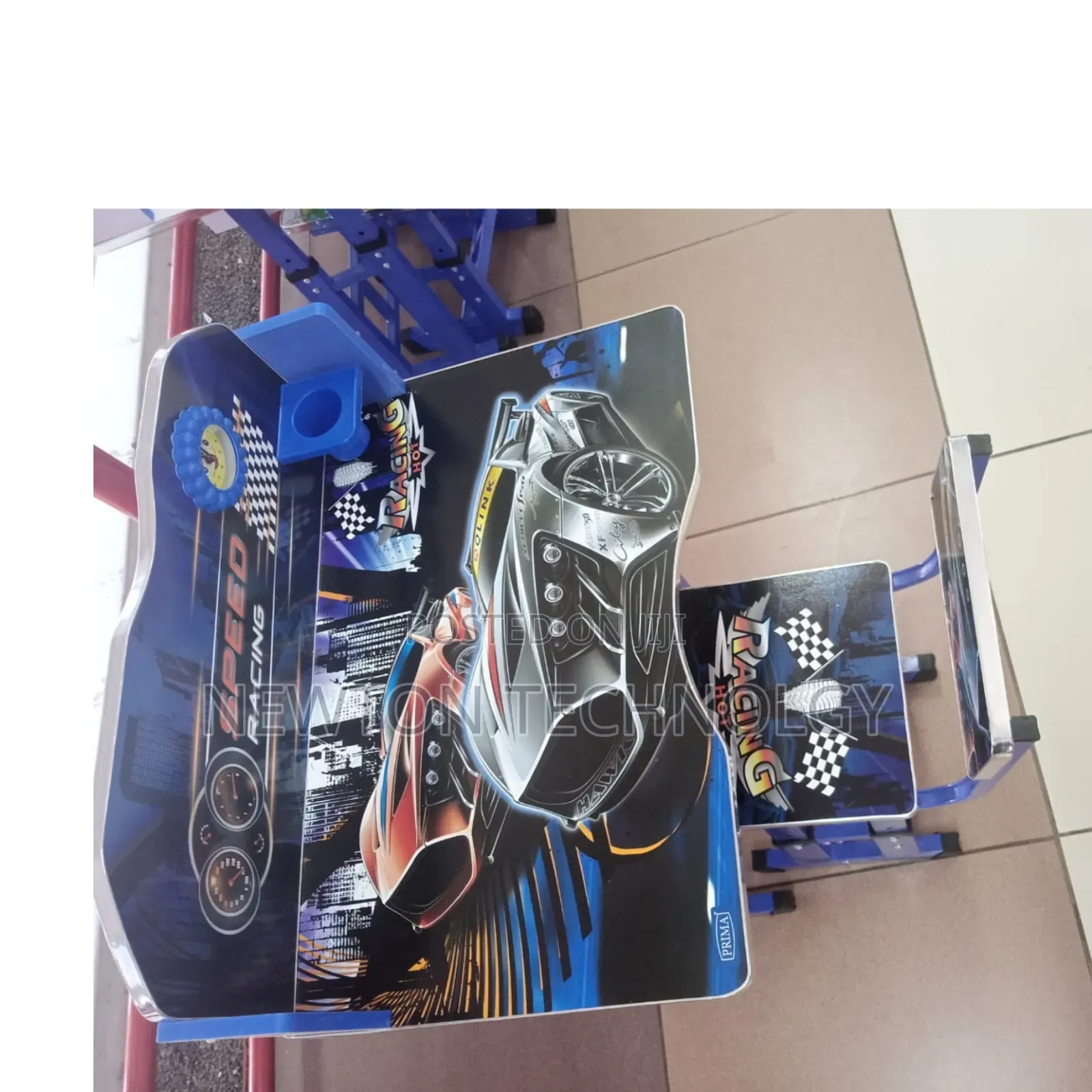 Blue Executive Racing Car Adjustable Kids Study Table Desk