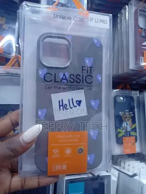 iPhone 12 Pro Matte Grey Finish With Blue Heart Patterns Case